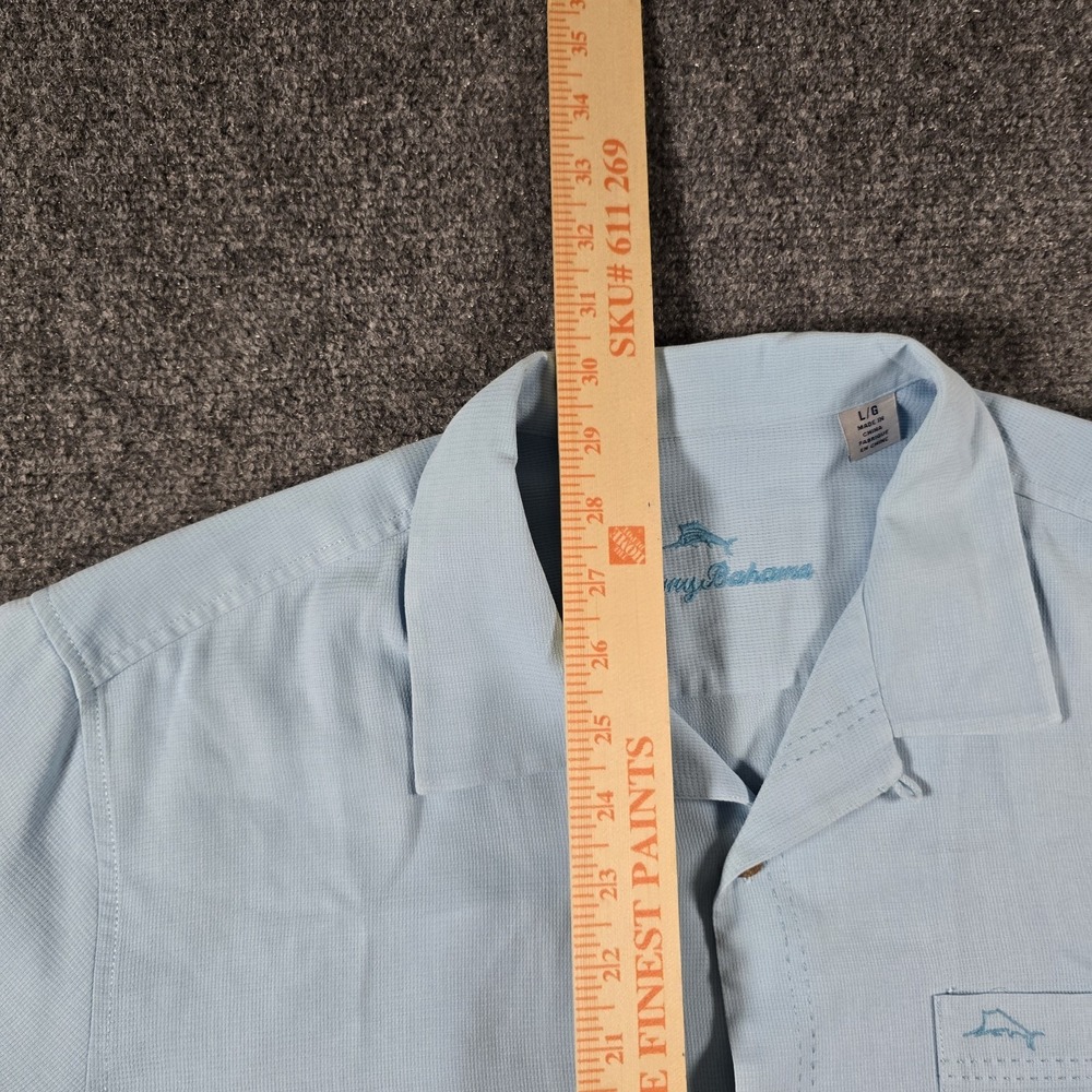 Tommy Bahama Men's Large Blue Silk Blend Camp Shirt Button Down Island Zone - Picture 14 of 15